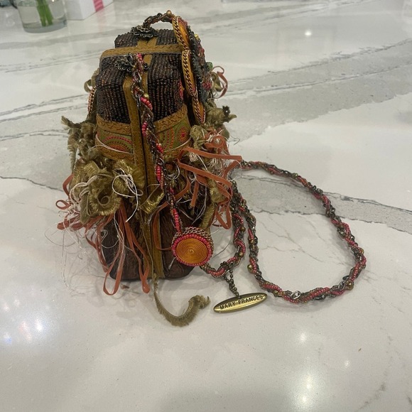 Mary Frances Brown Embellished Evening Bag w Dust Bag - Picture 14 of 16